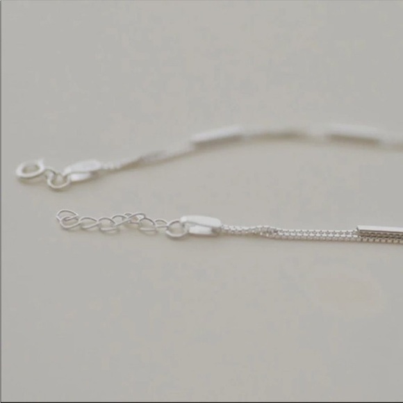 NEW Sterling Silver Double Bar Chain Bracelet - Picture 6 of 10
